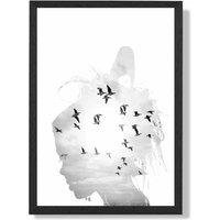 ARTZE Abstract & Seabirds Fashion Black & White Photo Framed Print SIZE: A4 with Black Frame | Size: A2