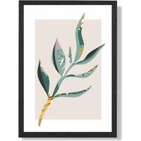 ARTZE Papyrus Leaf Green & Red Minamilist Framed Print SIZE: A4 with Black Frame | Size: A2