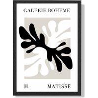 ARTZE Matisse Floral Cutout Beige & Black Bohemian Framed Print SIZE: A4 with Black Frame | Size: A2