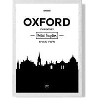 ARTZE Oxford Black & White City Skyline Framed Print SIZE: A3 with White Frame | Size: A2