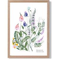 ARTZE Blue & Purple Wild Flowers Flower Market Simplicity Framed Print SIZE: A3 with Oak Frame in Mid Blue | Size: A2