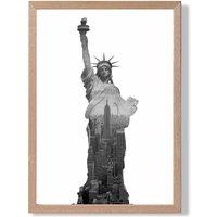 ARTZE Abstract Statue of Liberty New York Black & White Photo Framed Print SIZE: A4 with Oak Frame | Size: A2
