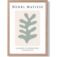 ARTZE Matisse Floral Cutout Beige & Sage Green Exhibition Framed Print SIZE: A3 with Oak Frame in Pale Green | Size: A2