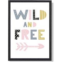 ARTZE Cute Wild & Free Pink Scandi Quote Framed Print SIZE: A4 with Black Frame | Size: A2