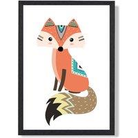 ARTZE Orange Fox Tribal Animal Framed Print SIZE: A4 with Black Frame | Size: A2