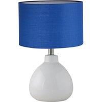First Choice Lighting Tuscan - White Ceramic Lamp with Navy Blue Shade