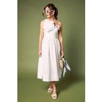 One Shoulder Corsage Midi Dress