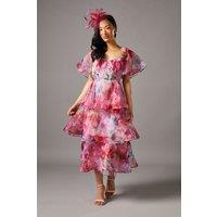 Coast Women's Organza Tiered Dress in Pink | Size: 8