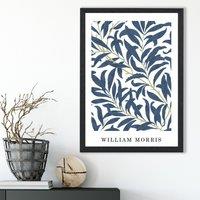 ARTZE William Morris Navy & Green Willow Art Print / Black Frame / SIZE: A3 | Size: A2