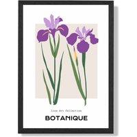 ARTZE Purple Iris Plants Flower Market Minimalist Framed Print SIZE: A2 with Black Frame