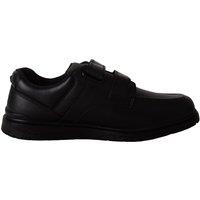 ABSOLUTE FOOTWEAR Boy's Childrens Junior Faux Leather Double Touch & Close School Shoes in Black | Size: Infant 9