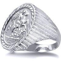 Jewelco London Women's Silver Ribbed Barked St George Dragon Ring (Full Sovereign Size) - ARN115-F in White | Size: Small