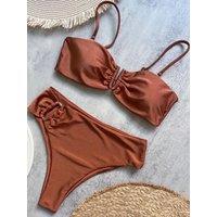 Lemon Daisy Accessories Women's The Veli Bikini Set in Brown | Size: Large