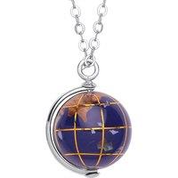 Jewelco London Women's Silver Spinning 3D World Atlast Charm Necklace 16 inch - GVK283 in White