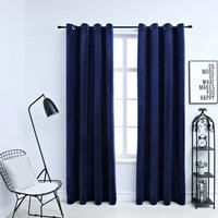 Berkfield Home Blackout Curtains with Rings 2 pcs Velvet Dark Blue 140x245 cm