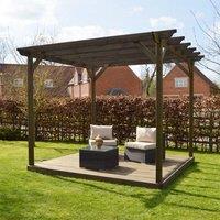 Rutland County Garden Furniture Ltd Garden Pergola & Decking Kit, Wood, L300 x W300 cm, Rustic Brown