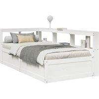 Berkfield Home Bookcase Bed without Mattress White 75x190cm Solid Wood Pine | Size: 75x190 cm