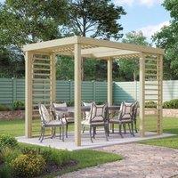Rutland County Garden Furniture Ltd Panel Pergola - Wood - L360 x W420 cm - Rustic Brown in Light Green