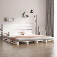 Berkfield Home Bed Frame White 135x190 cm Double Solid Wood Pine
