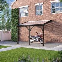 Rutland County Garden Furniture Ltd Polycarbonate Roof Car Port 2 Post, Wood, L300 x W290 cm - Light Green in Brown