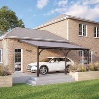 Rutland County Garden Furniture Ltd Felt Shingle Roof Car Port 3 Post, Wood, L200 x W578 cm - Rustic Brown