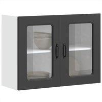 Berkfield Home Kitchen Wall Cabinet with Glass Door Kalmar Black Engineered Wood