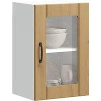 Berkfield Home Kitchen Wall Cabinet with Glass Door Lucca Artisan Oak in Brown