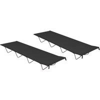 Berkfield Home Camping Beds 2 pcs 180x60x19 cm Oxford Fabric & Steel Black | Size: 180 x 60 x 19 cm