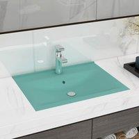 Berkfield Home Luxury Basin with Faucet Hole Matt Light Green 60x46 cm Ceramic