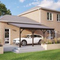 Rutland County Garden Furniture Ltd Felt Shingle Roof Car Port 4 Post, Wood - L200 x W722 cm - Light Green in Brown