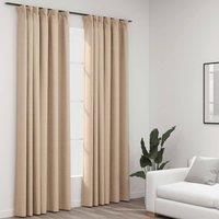 Berkfield Home Linen-Look Blackout Curtains with Hooks 2 pcs Beige 140x225 cm