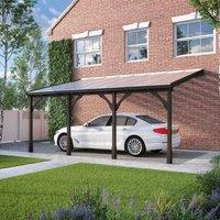 Rutland County Garden Furniture Ltd Polycarbonate Roof Car Port 4 Post, Wood, L300 x W722 cm - Light Green in Brown