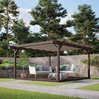 Rutland County Garden Furniture Ltd Double Garden Pergola & Decking Kit, L360 x W360 cm, Rustic Brown