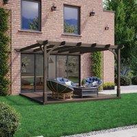 Rutland County Garden Furniture Ltd Premium Wall Mounted Pergola & Decking Kit, L420 x W420 cm, Green in Brown