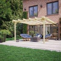 Rutland County Garden Furniture Ltd Wall Mounted Double Garden Pergola, Wood, L180 x W240 x H270cm, Brown in Light Green
