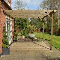 Rutland County Garden Furniture Ltd Wall Mounted Garden Pergola & Decking Kit, L420 x W420 cm, Brown