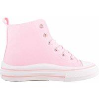 ABSOLUTE FOOTWEAR Women's Childrens Lace Up High Top Canvas Trainer with Platform Sole in Pink | Size: 1