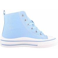 ABSOLUTE FOOTWEAR Women's Childrens Lace Up High Top Canvas Trainer with Platform Sole in Light Blue | Size: 1
