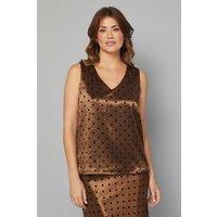 Wallis Women's Satin Spot Cami Top in Gold | Size: 16