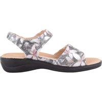 ABSOLUTE FOOTWEAR Women's Womens Floral Print Summer Holiday Touch & Close Sandals in Silver | Size: 6