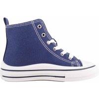 ABSOLUTE FOOTWEAR Women's Childrens Juniors Lace Up High Top Canvas Trainer, Platform Sole in Navy | Size: 4