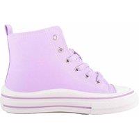 ABSOLUTE FOOTWEAR Women's Childrens Juniors Lace Up High Top Canvas Trainer, Platform Sole in Lilac | Size: 4