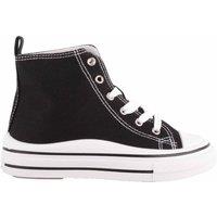 ABSOLUTE FOOTWEAR Women's Childrens Juniors Lace Up High Top Canvas Trainer, Platform Sole in Black | Size: 5