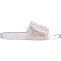 ABSOLUTE FOOTWEAR Women's Womens Slip On Diamante Pattern Summer Open Back Mule Sliders Sandals in Silver | Size: 5