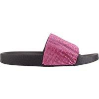 ABSOLUTE FOOTWEAR Women's Womens Slip On Diamante Pattern Summer Open Back Mule Sliders Sandals in Fuchsia | Size: 6