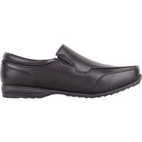 ABSOLUTE FOOTWEAR Men's Childrens Teens Easy Slip On Twin Gusset School Work Smart Shoes in Black | Size: 1
