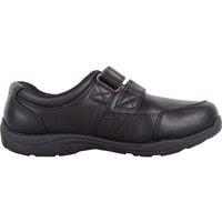 ABSOLUTE FOOTWEAR Men's Childrens Teens Easy Touch & Close Faux Leather School Smart Shoes in Black | Size: 2