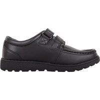 ABSOLUTE FOOTWEAR Men's Childrens Faux Leather Twin Touch & Close Formal School Shoes in Black | Size: 1