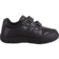 ABSOLUTE FOOTWEAR Men's Children Twin Touch & Close Faux Leather School Shoes Trainers in Black | Size: 2