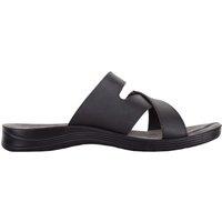 ABSOLUTE FOOTWEAR Men's Mens Easy Slip On Faux Leather Buckle Summer Holiday Sliders Sandals in Black | Size: 9